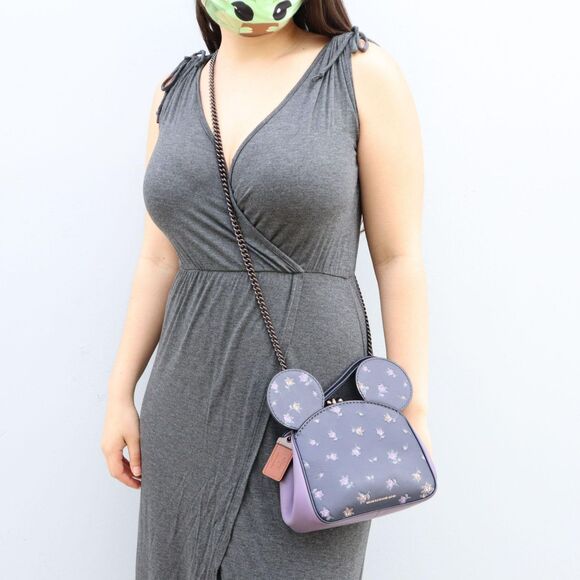 NWT Coach Disney X Minnie Mouse Kisslock Bag Handbag Ears Floral Purse - Picture 1 of 12